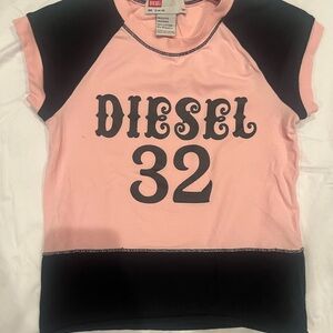 Diesel Pink and Black Cotton Tee